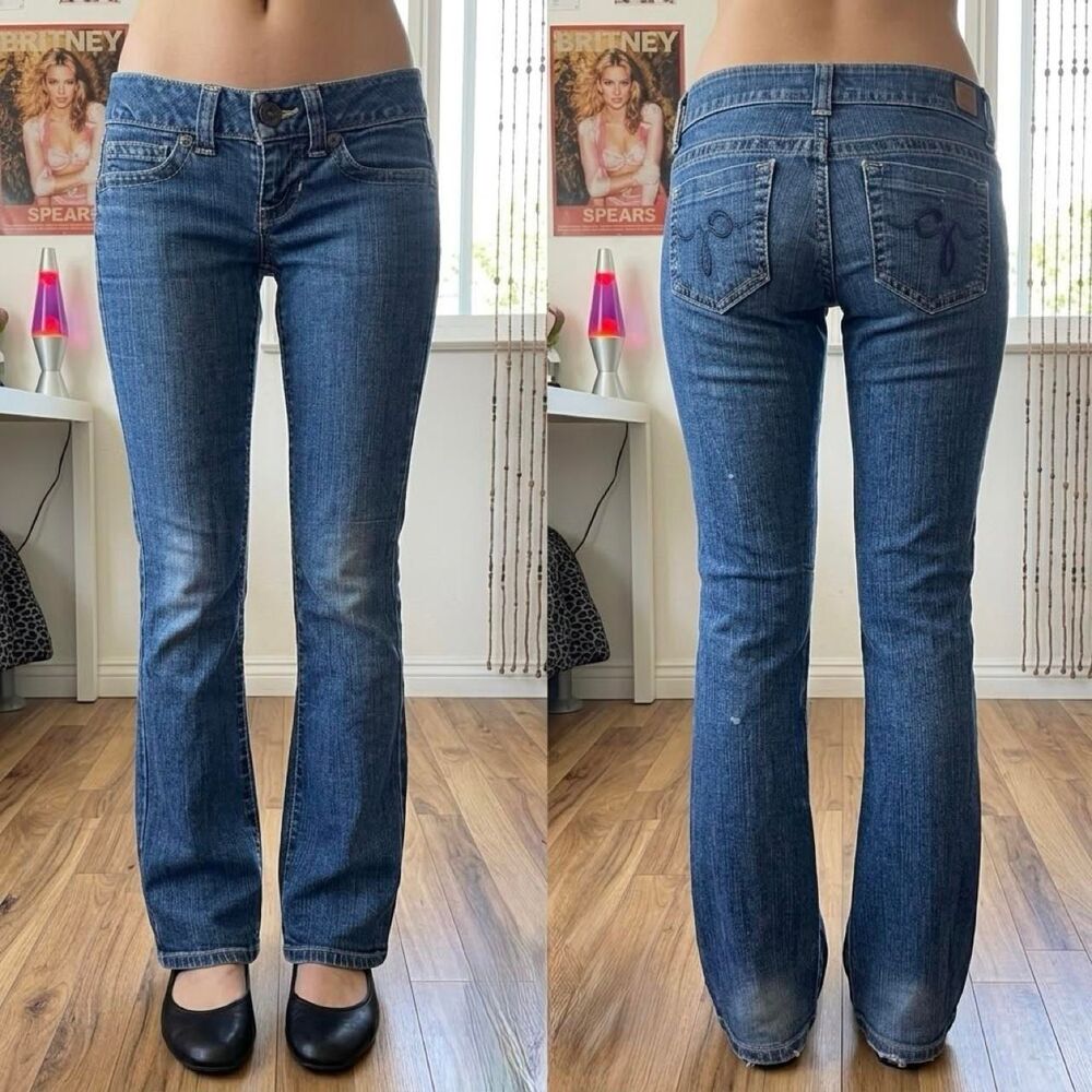 Y2K Grunge Guess Denim Jeans Size 26 Low Rise Bootcut Daredevil Boot